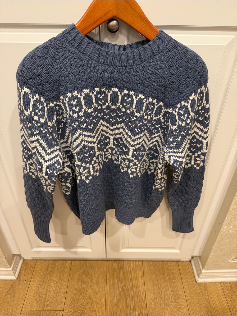 Alp N Rock Blue and White Fair Isle Crewneck Sweater